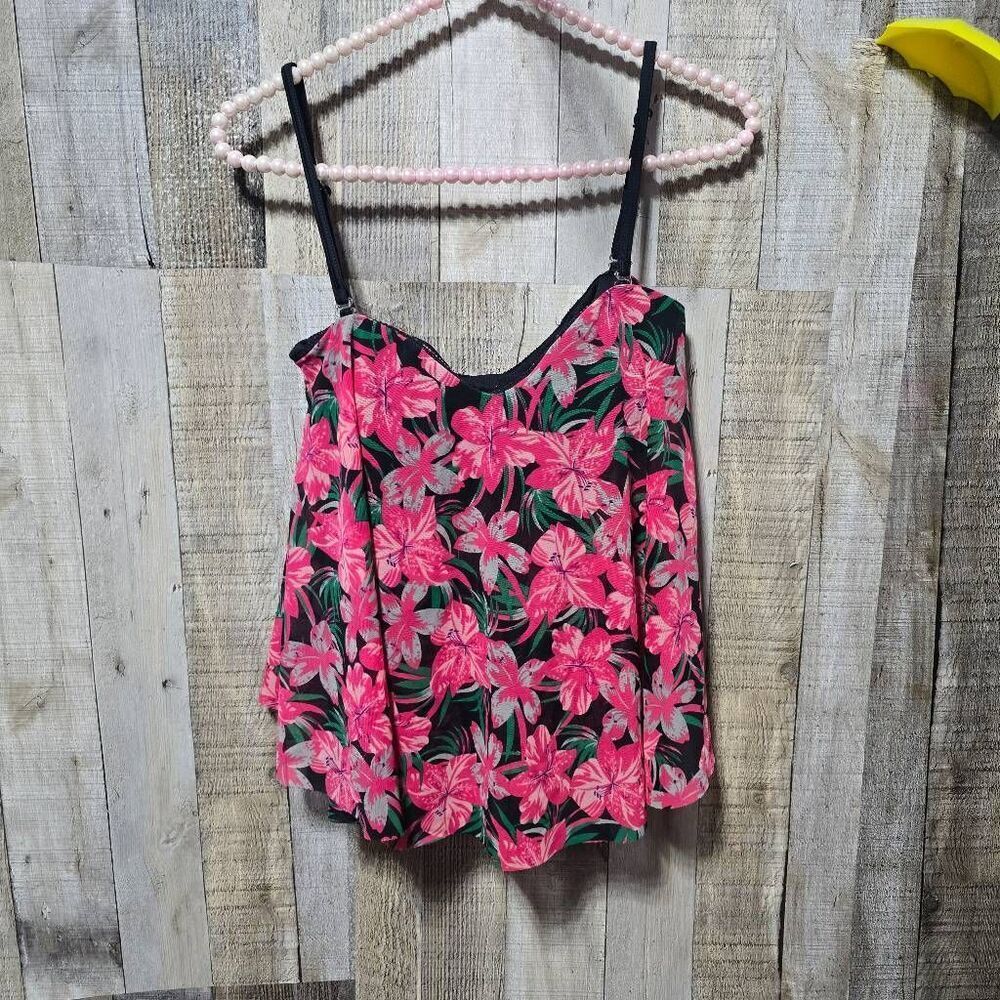 US Polo Assn Vintage Y2K Pink Floral Cami Tank Swim Top Small Summer Coastal
